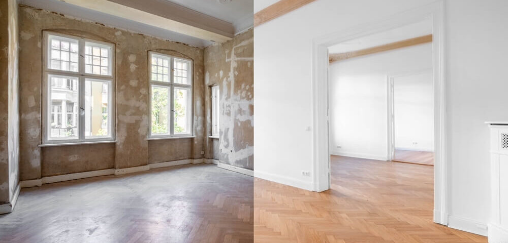 podłoga przed i po cyklinowaniu