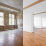 podłoga przed i po cyklinowaniu